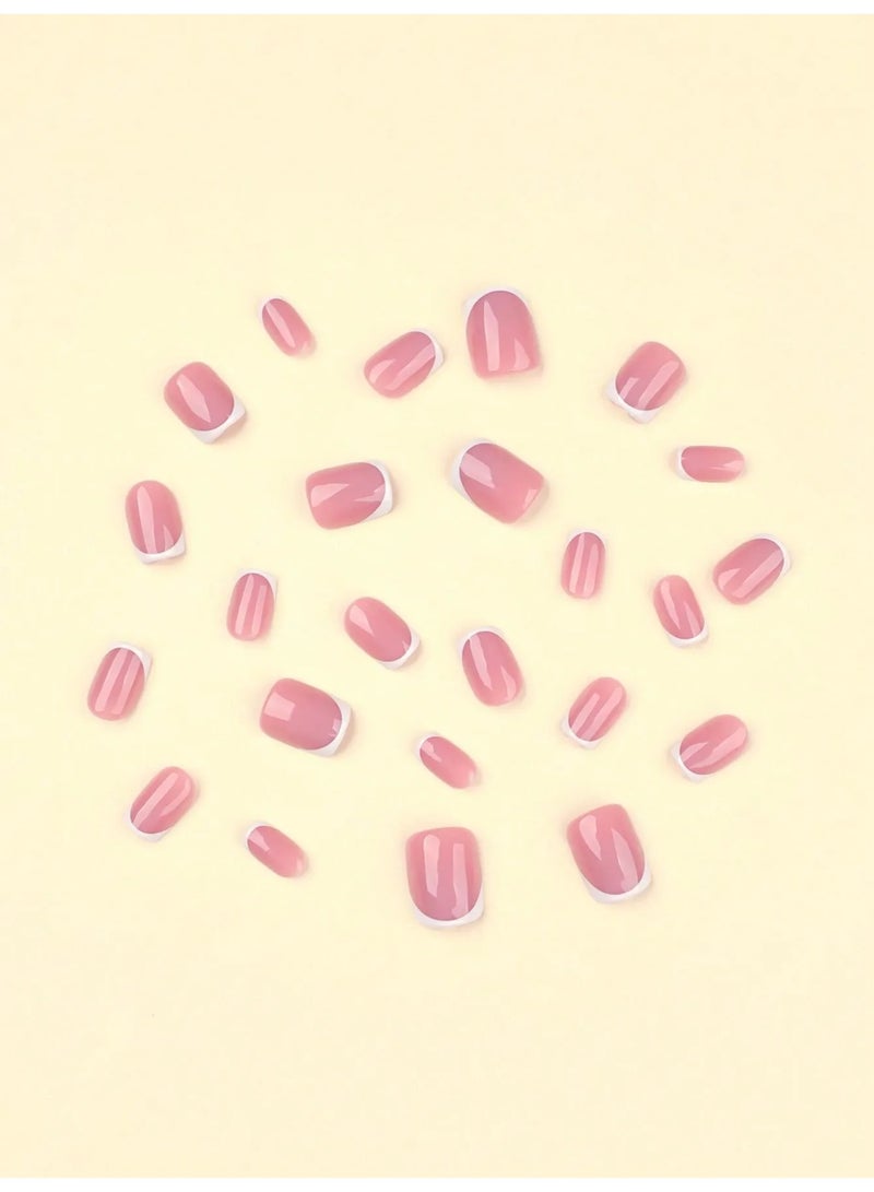 اظافر تركيب مزيفه فرنسيه بتصميم مربع تحتوي العلبه على 24 ظفر مع مبرد اظافر و صمغ - Image 2