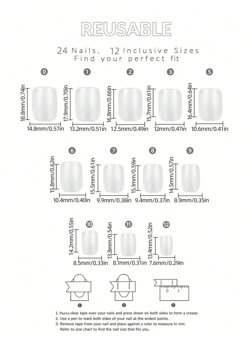 اظافر تركيب مزيفه فرنسيه بتصميم مربع تحتوي العلبه على 24 ظفر مع مبرد اظافر و صمغ - Image 4