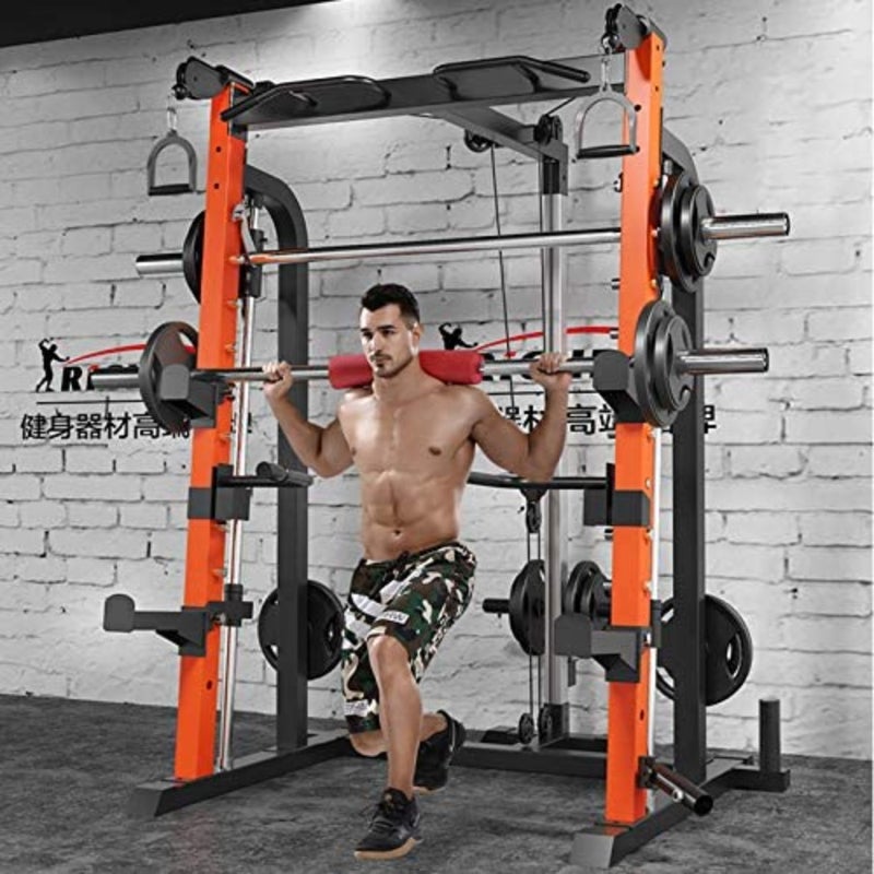 All in One Heavy Duty Multifunctional Unisex Smith Machine Cage System with Cable Crossover, Customizable Training Station Equipment for Workout Weight Lifting and Home Gym Training - Image 2