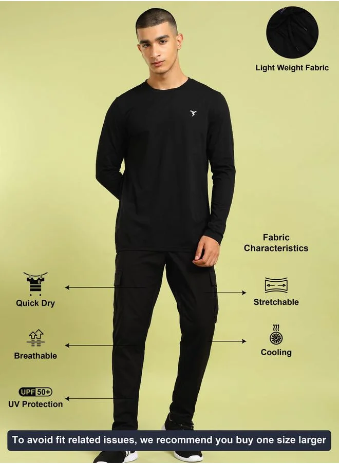 تكنوسبورت Technosport Men Solid Slim Fit Cargo Track Pants with TS FLEXI