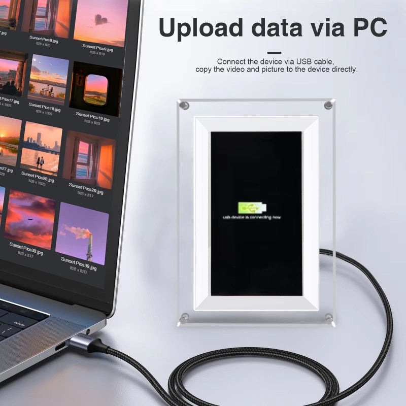 Digital Picture Frame: 7-inch 1024x600 High-resolution Display, Acrylic Material With Built-in Lithium Battery - 8GB Storage Supports Multiple Media, WiFi Electronic Frame for Year-end Party Gifting & - Image 3