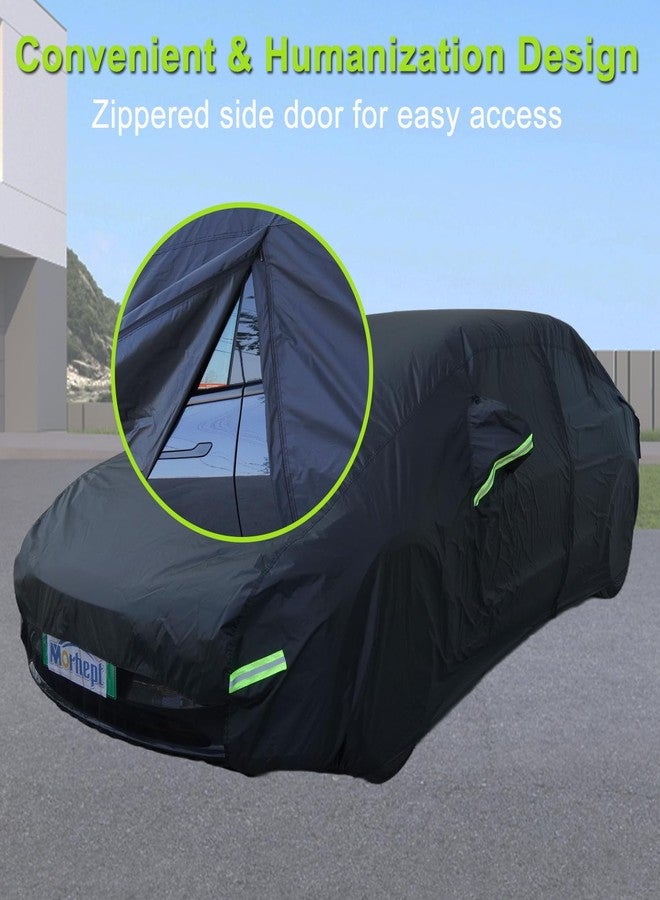 Morhept Car Cover for Tesla Model 3 2017-2023, Custom Fit Waterproof All Weather Full Exterior Cover Rain Snow UV Protection with Door Zipper Charging Port - Image 2
