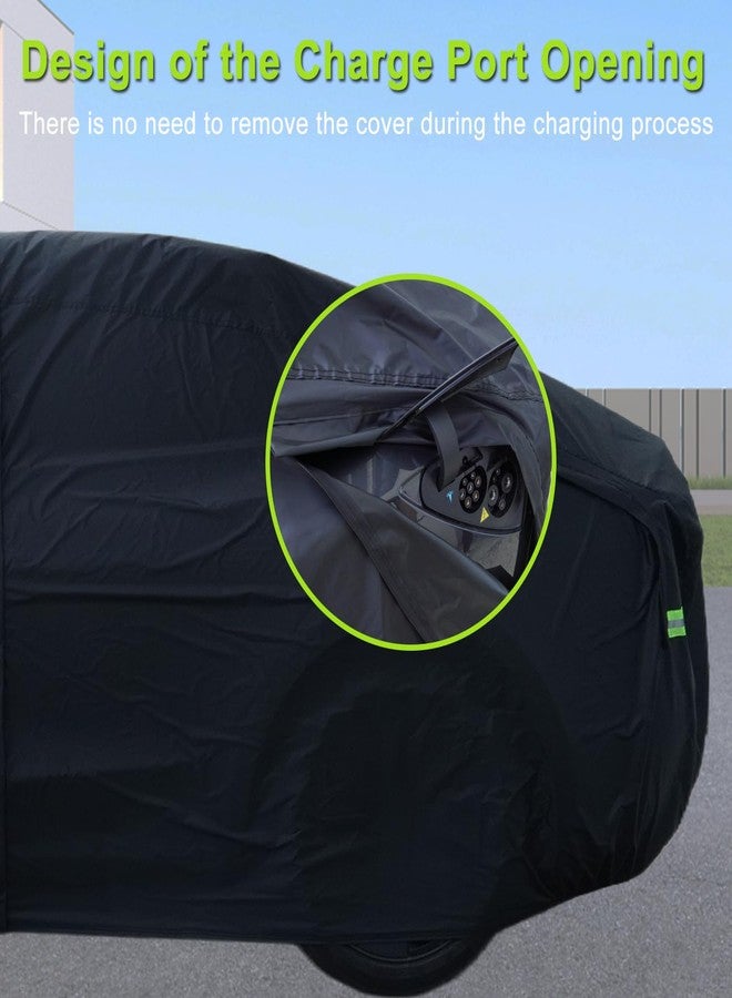 Morhept Car Cover for Tesla Model 3 2017-2023, Custom Fit Waterproof All Weather Full Exterior Cover Rain Snow UV Protection with Door Zipper Charging Port - Image 3