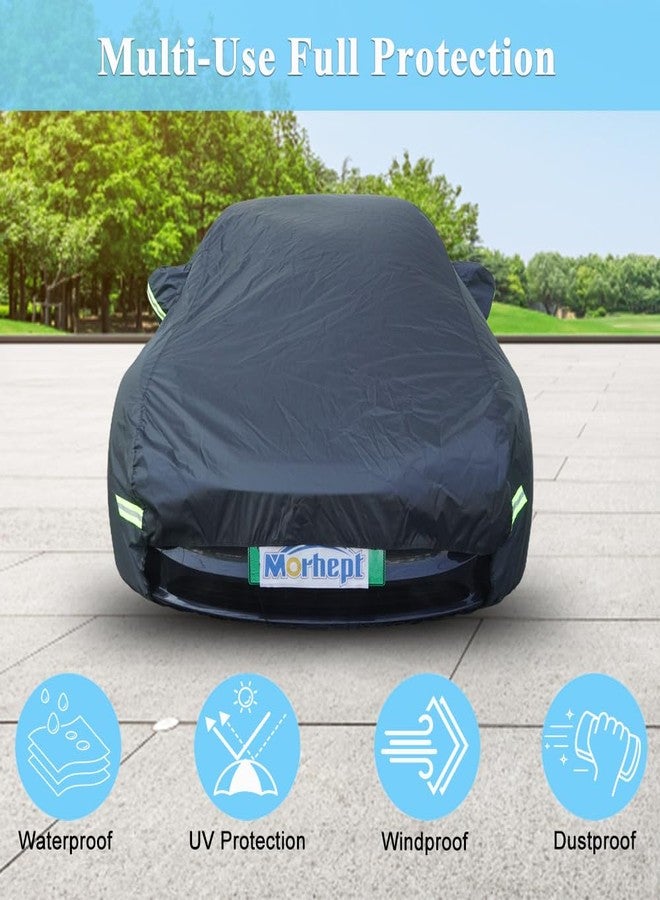 Morhept Car Cover for Tesla Model 3 2017-2023, Custom Fit Waterproof All Weather Full Exterior Cover Rain Snow UV Protection with Door Zipper Charging Port - Image 5