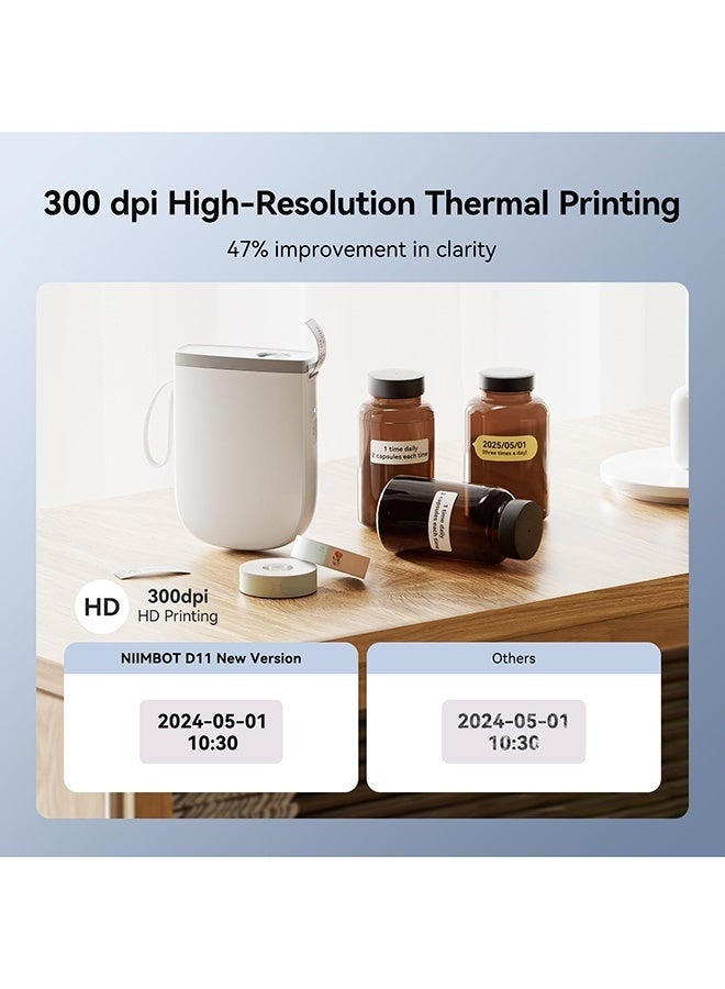 NIIMBOT D11 Portable Thermal Label Maker, Bluetooth Connection, iOS and Android Compatible, Rechargeable,1500 mAh Battery,USB-C,Clothing,Jewelery,Home,Kitchen, Barcode,Support English and Arabic - Image 3