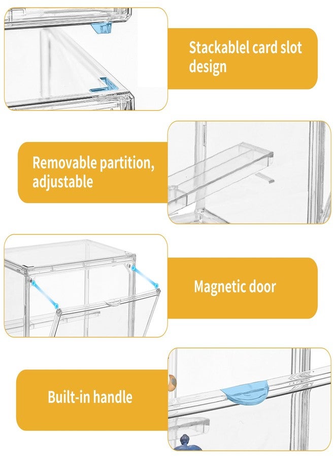 Attelite Acrylic Display Case,3 Layer Clear Display Case Adjustable Display Box Stand with 2 Movable Dividers 2 Pack Small Showcase Magnetic Door for Collections Mini Figures - Image 3