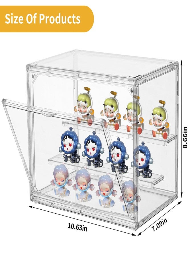 Attelite Acrylic Display Case,3 Layer Clear Display Case Adjustable Display Box Stand with 2 Movable Dividers 2 Pack Small Showcase Magnetic Door for Collections Mini Figures - Image 4