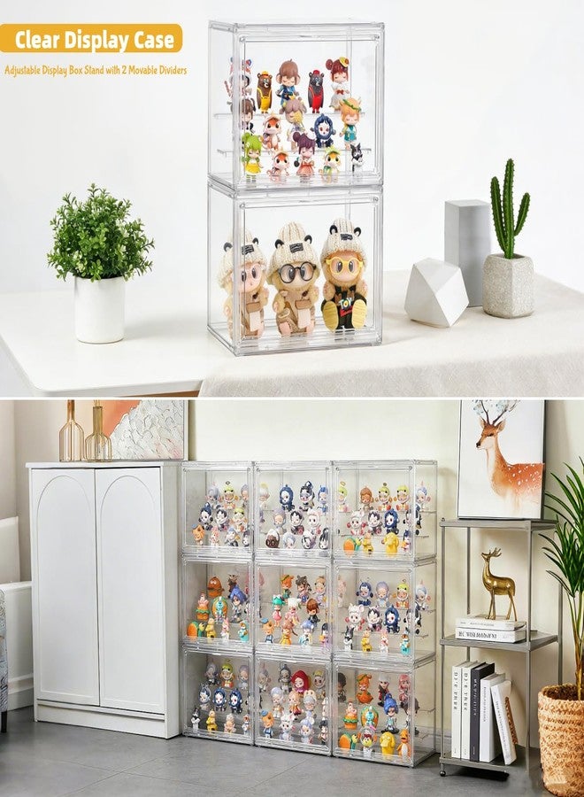 Attelite Acrylic Display Case,3 Layer Clear Display Case Adjustable Display Box Stand with 2 Movable Dividers 2 Pack Small Showcase Magnetic Door for Collections Mini Figures - Image 2