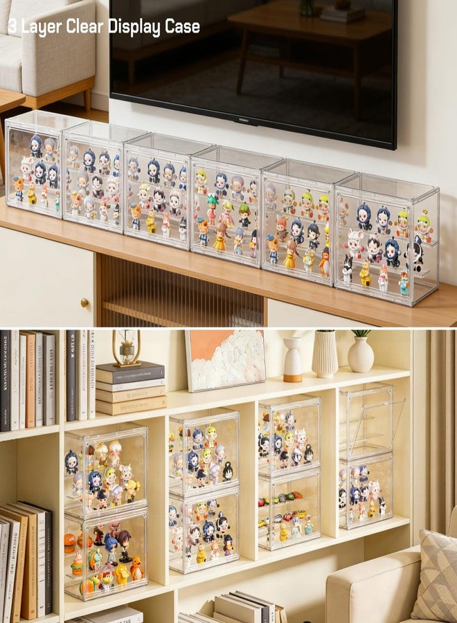 Attelite Acrylic Display Case,3 Layer Clear Display Case Adjustable Display Box Stand with 2 Movable Dividers 2 Pack Small Showcase Magnetic Door for Collections Mini Figures - Image 5