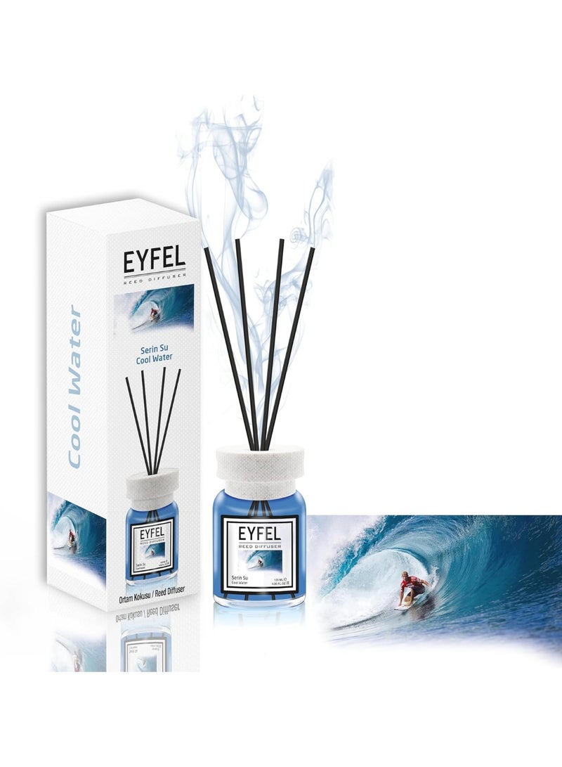 EYFEL EYFEL Cool Water Reed Diffuser, 120ml (4.05 fl oz) | Premium Eau de Parfum Home Fragrance | Fresh & Aquatic Scent for Bathroom & Home - Image 1