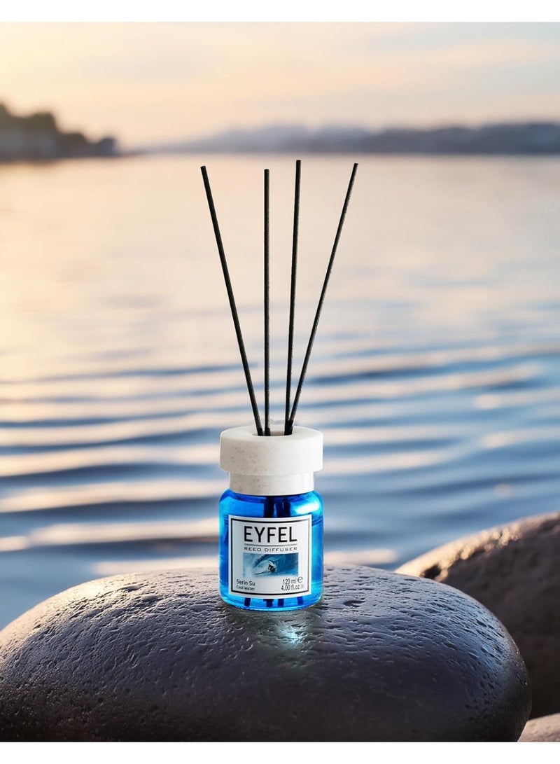 EYFEL EYFEL Cool Water Reed Diffuser, 120ml (4.05 fl oz) | Premium Eau de Parfum Home Fragrance | Fresh & Aquatic Scent for Bathroom & Home - Image 4