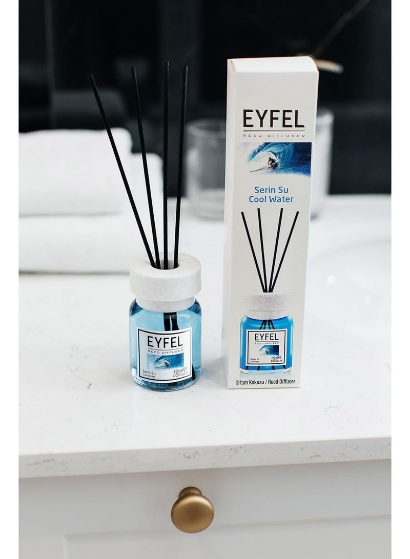 EYFEL EYFEL Cool Water Reed Diffuser, 120ml (4.05 fl oz) | Premium Eau de Parfum Home Fragrance | Fresh & Aquatic Scent for Bathroom & Home - Image 3