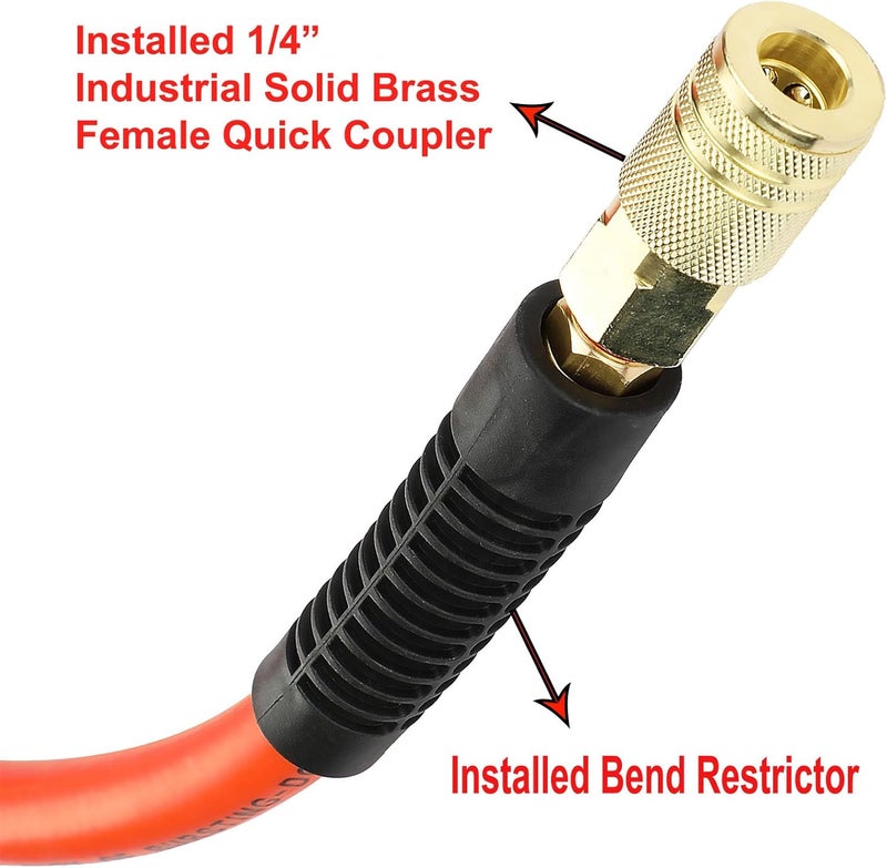 YOTOO 3/8 in. x 50 ft Heavy Duty Hybrid Air Compressor Hose - 300 PSI, Kink Resistant, All-Weather Flexibility - Image 4