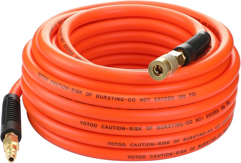 YOTOO 3/8 in. x 50 ft Heavy Duty Hybrid Air Compressor Hose - 300 PSI, Kink Resistant, All-Weather Flexibility - Image 1