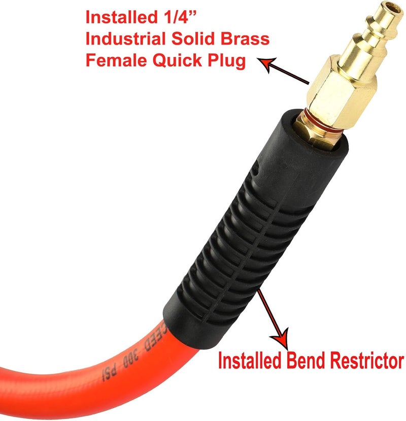 YOTOO 3/8 in. x 50 ft Heavy Duty Hybrid Air Compressor Hose - 300 PSI, Kink Resistant, All-Weather Flexibility - Image 5
