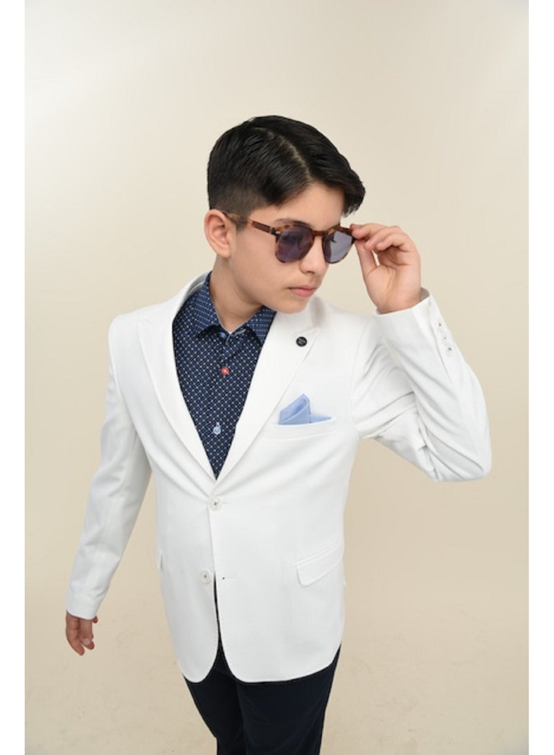 فيا بامبينو بدلة رسمية بيضاء للأولاد 9097 - Image 3