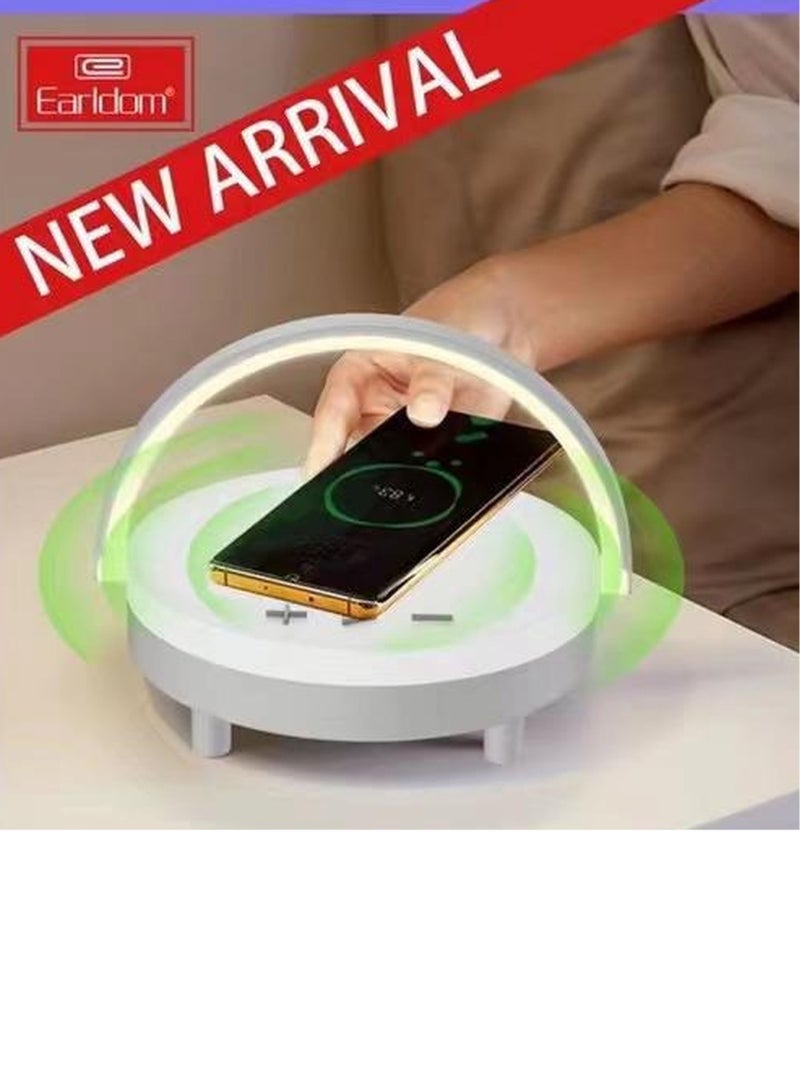 Earldom LED Night Light, Music Bedside Lamp with Wireless Charger, 4 in 1 Touch Lamp, Portable Bluetooth Speaker, Phone Holder, Dimmable Wireless Charging Lamp - Image 2
