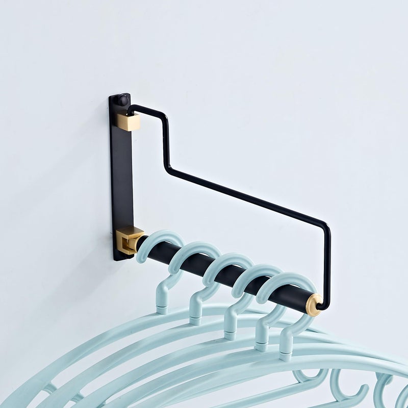 Hiendure Folding Clothes Hanger Drying Rack Black WallMounted Clothes Organizer for Laundry Room Closet Storage