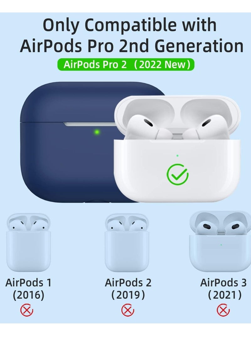 AirPods Pro 2 Case Cover for Women and Men, Soft Silicone Protective Case for Airpods Pro 2 Generation 2023 2022 and AirPods Pro 1st 2019 with Keychain Front LED Visible Blue