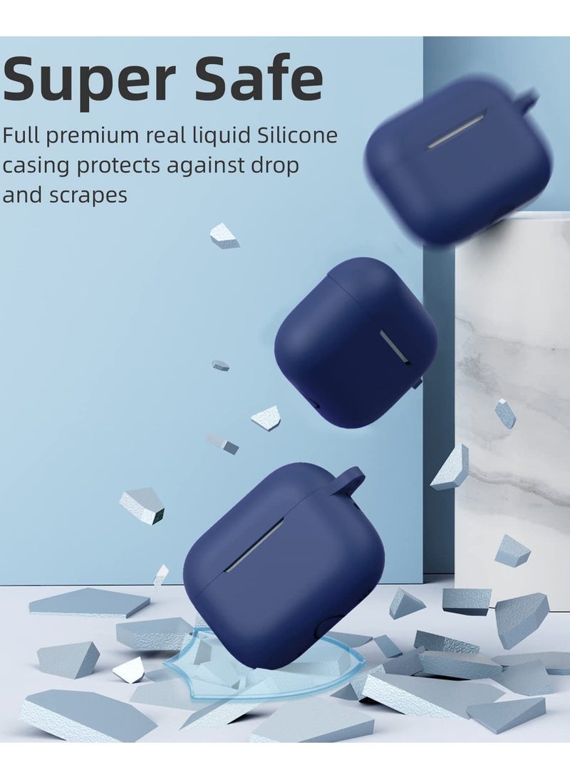 AirPods Pro 2 Case Cover for Women and Men, Soft Silicone Protective Case for Airpods Pro 2 Generation 2023 2022 and AirPods Pro 1st 2019 with Keychain Front LED Visible Blue