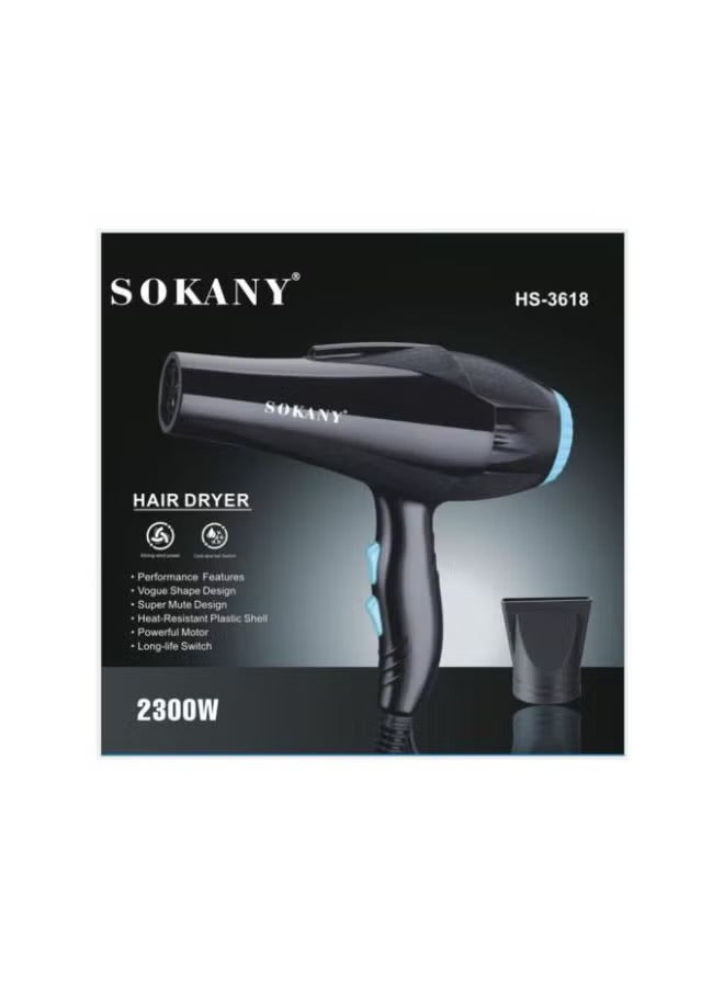 sokany Professional Hair Dryer HS-3618 - 2300 Watts - Multicolor - Image 3
