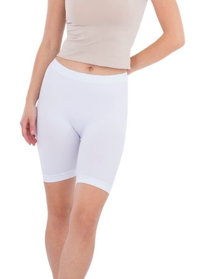 Carina Lycra shorts with elastic above the knee and a mid-rise waist, white colour - Image 3