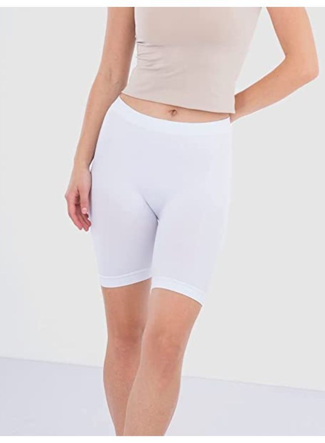 Carina Lycra shorts with elastic above the knee and a mid-rise waist, white colour - Image 1