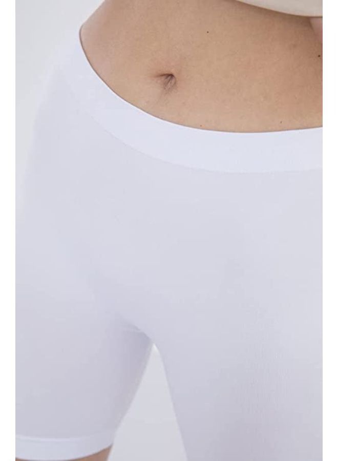 Carina Lycra shorts with elastic above the knee and a mid-rise waist, white colour - Image 4