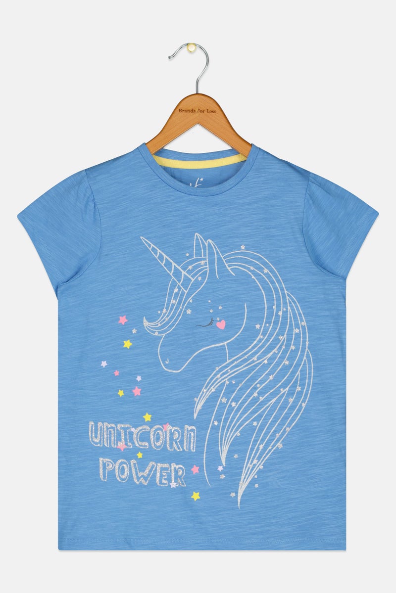 Hamleys Kids Girl Crew Neck Short Sleeve Graphic Print T-Shirt, Light Blue - Image 3