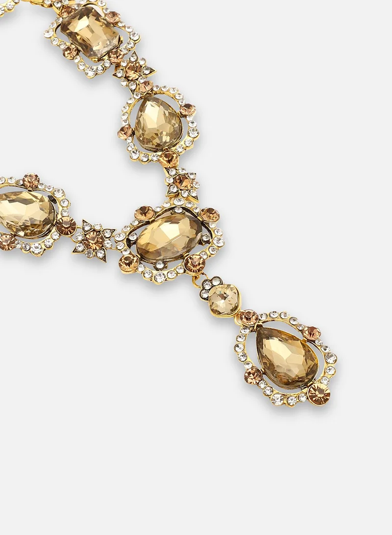 سوهي قلادة مطلية بالذهب مصممة للحفلات من الحجر