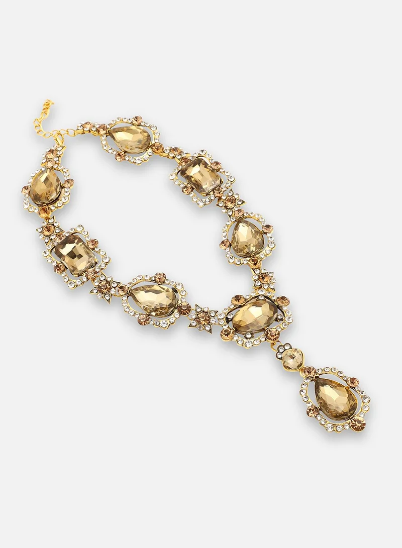 سوهي قلادة مطلية بالذهب مصممة للحفلات من الحجر