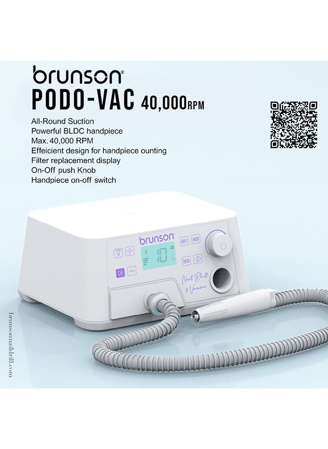 brunson Podo-Vac Nail Drill Machine With In Built Vacuum, 40,000 Rpm | Nail Drill Dust Collector All In One Machine.  - Image 2