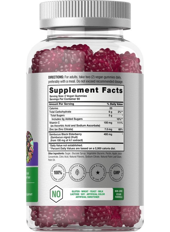 Horbäach Horbaach Black Elderberry Gummies | 120 Count | Sambucus Extract | with Zinc and Vitamin C | Berry Flavor | Vegan, Non-GMO, and Gluten Free Supplement for Adults - Image 2