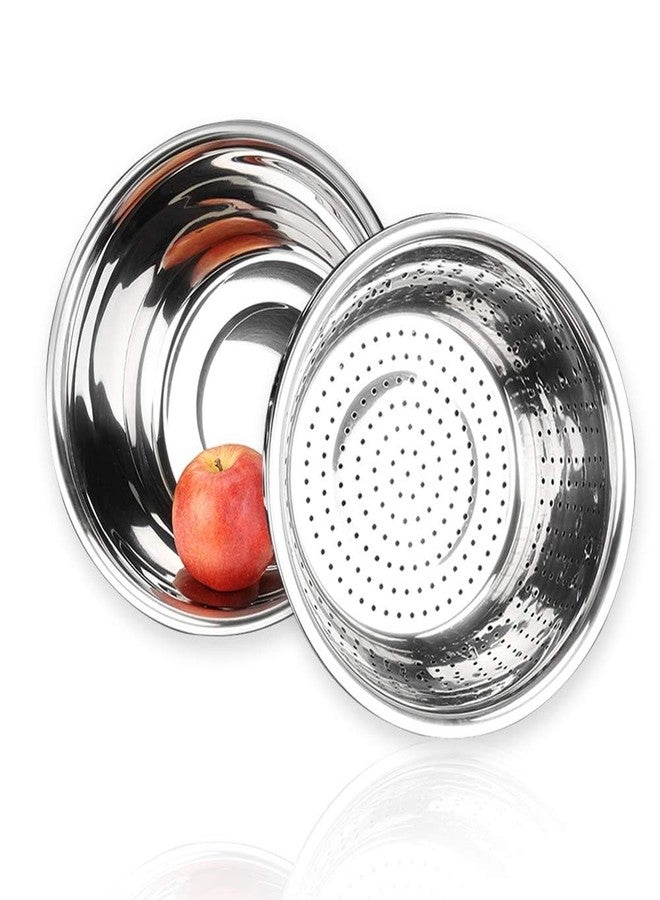 Annvchi Stainless Steel Colander, Metallic Sieve and Bowls, Dish Drainer with Bowl, Kitchen Sieves, Pasta Drainer, Salad Bowl Set, Stackable Colander Bowls in Steel (26 cm) - Image 5