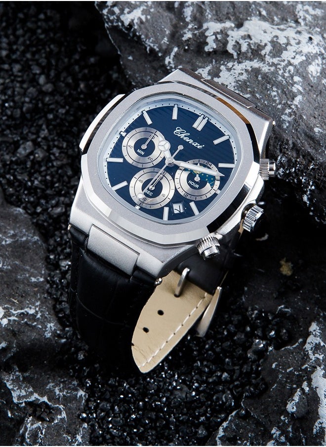 Chenxi - The Chenxi Men's Watch combines a sleek diamond-shaped dial with a versatile three-eye and six-hand design to provide a perfect blend of elegance and functionality. Its exquisite craftsmanship makes it an outstanding accessory for any occasion. - Image 1