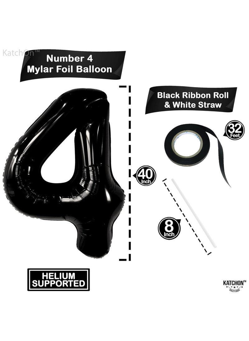KATCHON Black Number 4 Balloon for 4th Birthday or Anniversary Decorations  - Image 2