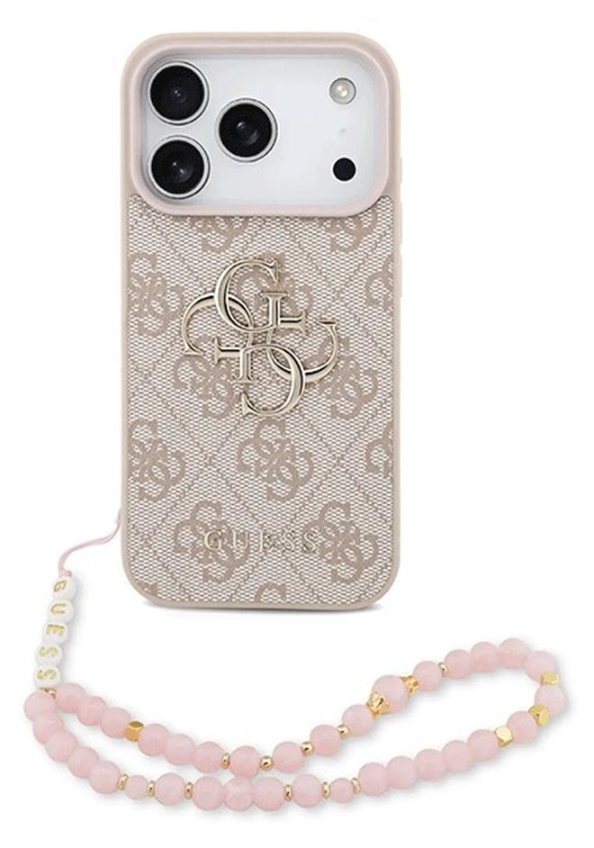 GUESS iPhone 17 Pro Max 4G PU Leather Case with Big 4G Classic Logo & Wrist Strap / Ultra Slim / lightweight design / Easy Installation - Pink - Image 1