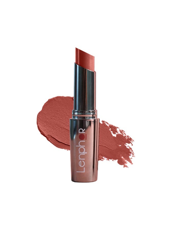 Lenphor Treasure Matte Lipstick, Long Lasting Lipstick  sunset Brown, 3gm - Image 1