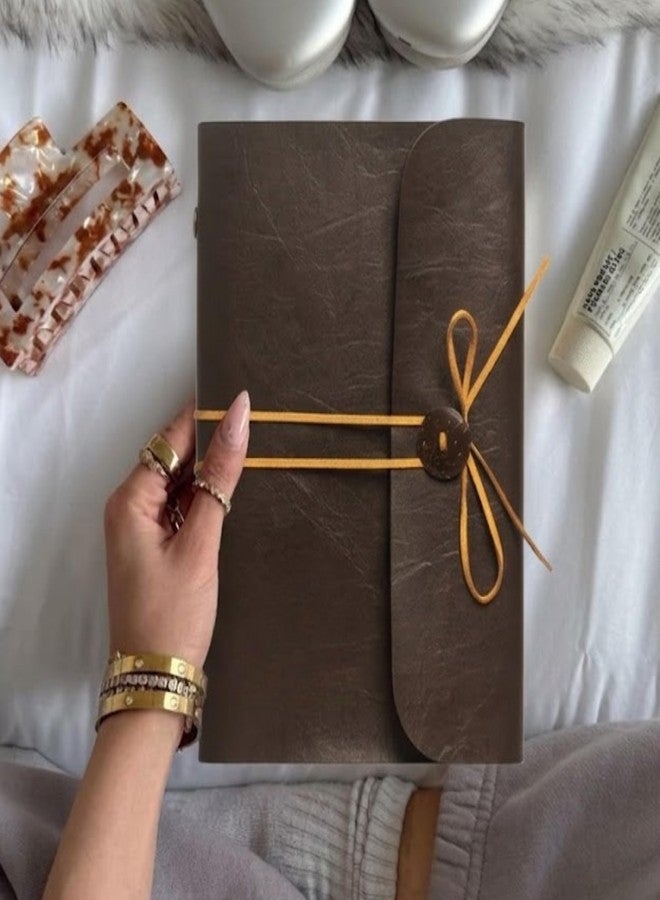 The Messy Corner Handcrafted Threaded Leather Diary | A Stylish A5 Travel Diary for Men and Women | Perfect for birthday, anniversary gift | 90 GSM, 140 Ruled Pages | Chocolate Brown - Image 4