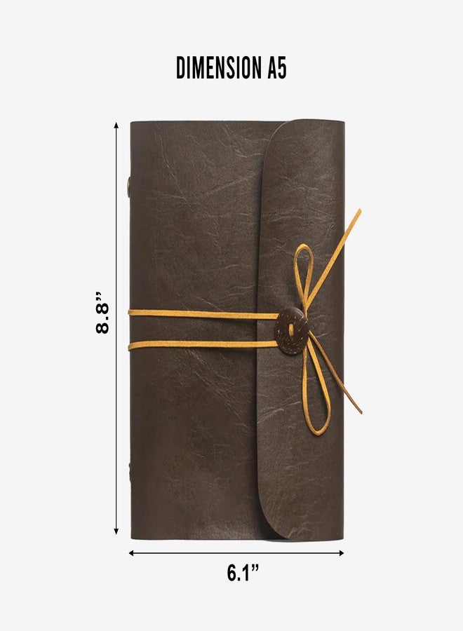 The Messy Corner Handcrafted Threaded Leather Diary | A Stylish A5 Travel Diary for Men and Women | Perfect for birthday, anniversary gift | 90 GSM, 140 Ruled Pages | Chocolate Brown - Image 2
