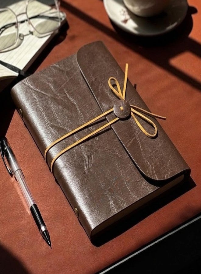The Messy Corner Handcrafted Threaded Leather Diary | A Stylish A5 Travel Diary for Men and Women | Perfect for birthday, anniversary gift | 90 GSM, 140 Ruled Pages | Chocolate Brown - Image 3