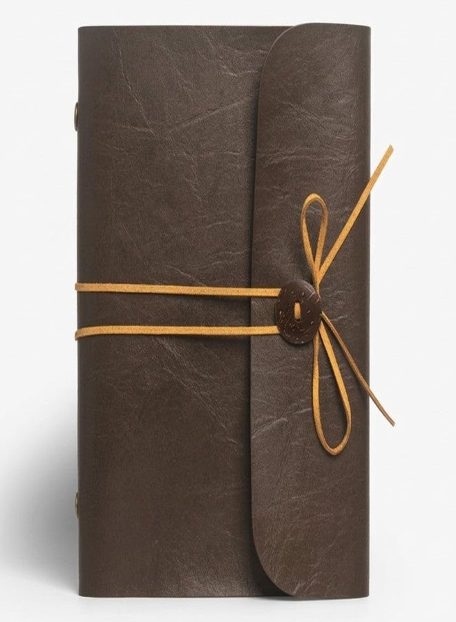 The Messy Corner Handcrafted Threaded Leather Diary | A Stylish A5 Travel Diary for Men and Women | Perfect for birthday, anniversary gift | 90 GSM, 140 Ruled Pages | Chocolate Brown - Image 1