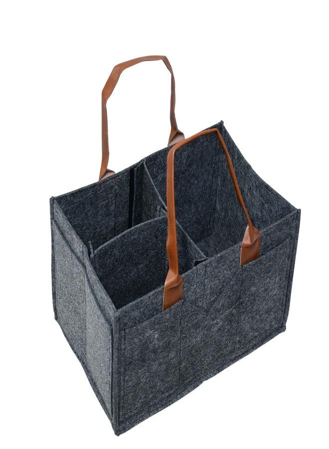 JDAM Baby Diaper Storage Organizer Nappies Bag for All Newborn Baby Products, Nursery Basket & Multipurpose Bag (Dark Grey with Leather Handle) - Image 1