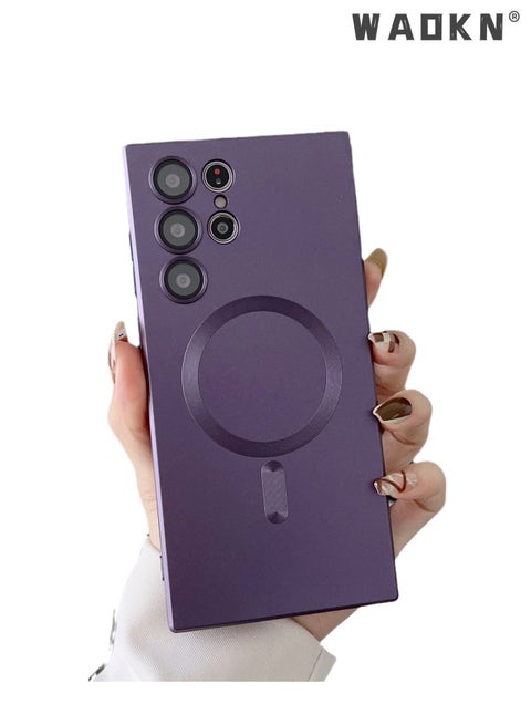 Magsafe Samsung Galaxy S23 Ultra Mobile Phone Case Magnetic Absorption Wireless Charging with Lens Film Soft Cover Purple