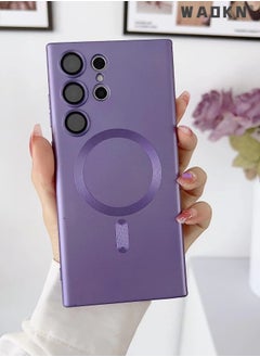 WAOKN Magsafe Samsung Galaxy S23 Ultra Mobile Phone Case Magnetic Absorption Wireless Charging with Lens Film Soft Cover Purple  - Image 3
