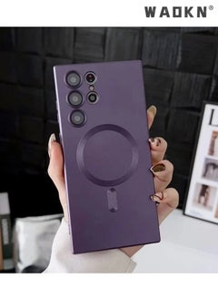 WAOKN Magsafe Samsung Galaxy S23 Ultra Mobile Phone Case Magnetic Absorption Wireless Charging with Lens Film Soft Cover Purple  - Image 2