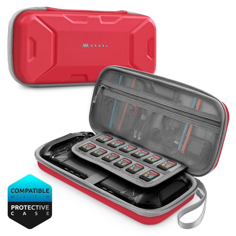 Mumba Carrying Case for Nintendo Switch 2 Fits Console with Protective Case On2025 Plus Version Hard Shell Travel Handbag Pouch with 12 Game Card Slots Large Capacity for Accessories Red - Image 2
