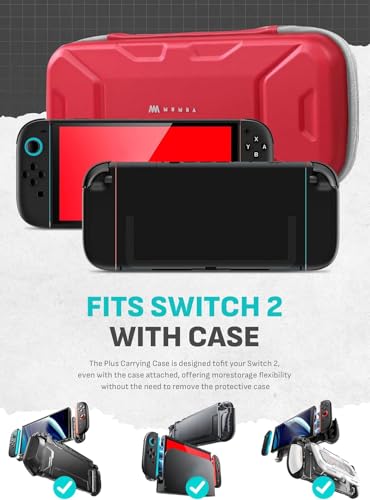 Mumba Carrying Case for Nintendo Switch 2 Fits Console with Protective Case On2025 Plus Version Hard Shell Travel Handbag Pouch with 12 Game Card Slots Large Capacity for Accessories Red - Image 3