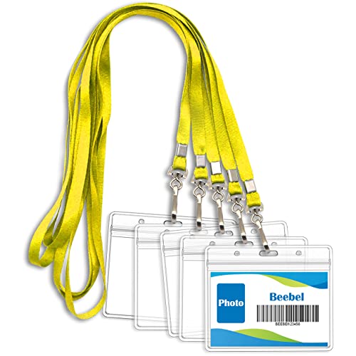 Beebel ID Badge Holder Lanyards with Waterproof Badge Card Bulk Lanyard for Name Tags Holders(Yellow) - Image 1