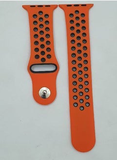 Soft Silicone Replacement Sports Strap For Apple Watch Series 7 (41mm) - Orange/Grey